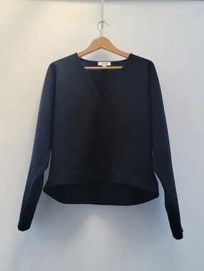 COS Black Wool Batwing Jumper Top Size Medium Minimalist Neutral Modern Work Top